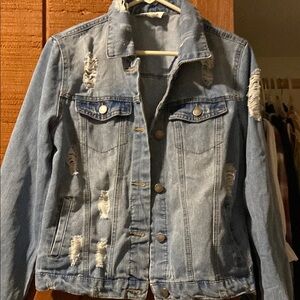 Ci Sono Blue Distressed Jean Jacket